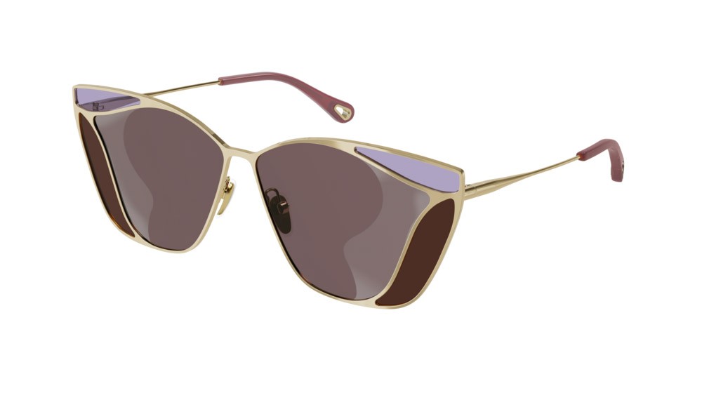Occhiali da sole Chloé CH0049S-004 colore gold forma geometrico lenti violet