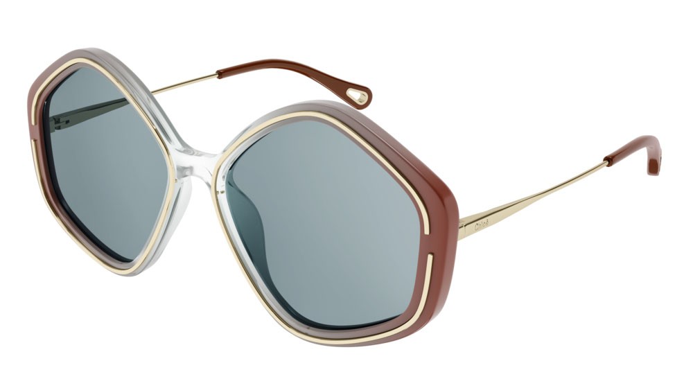 Sunglasses Chloé CH0061S-003 color gold shape geometric lenses blue
