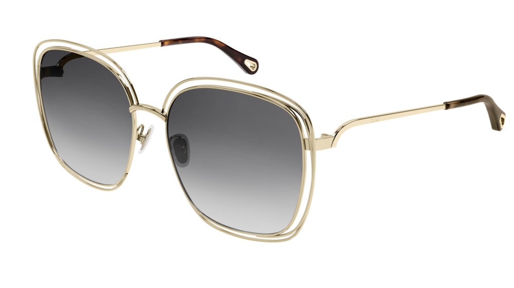 Occhiali da sole Chloé CH0077SK-001 colore gold forma rettangolare lenti grey