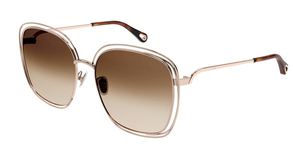 Occhiali da sole Chloé CH0077SK-002 colore gold forma rettangolare lenti brown