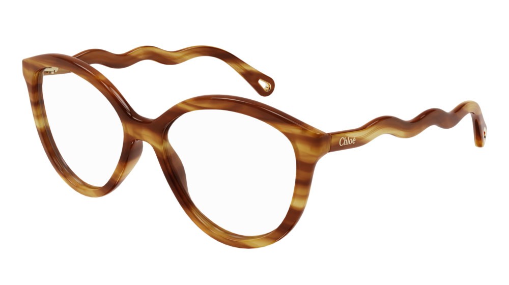 Eyeglasses Chloé CH0089O-002 color havana shape cat eye lenses transparent