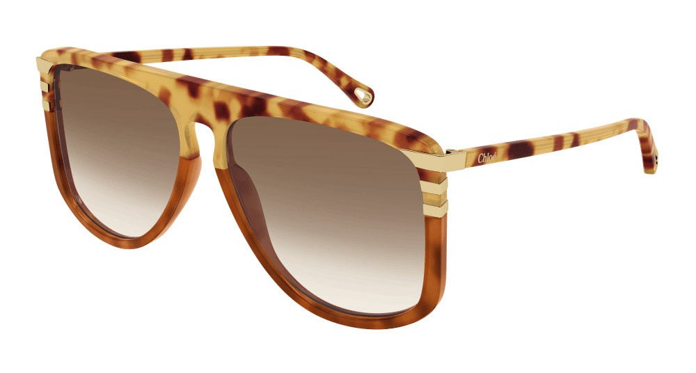 Occhiali da sole Chloé CH0104S-005 colore havana forma geometrico lenti marrone