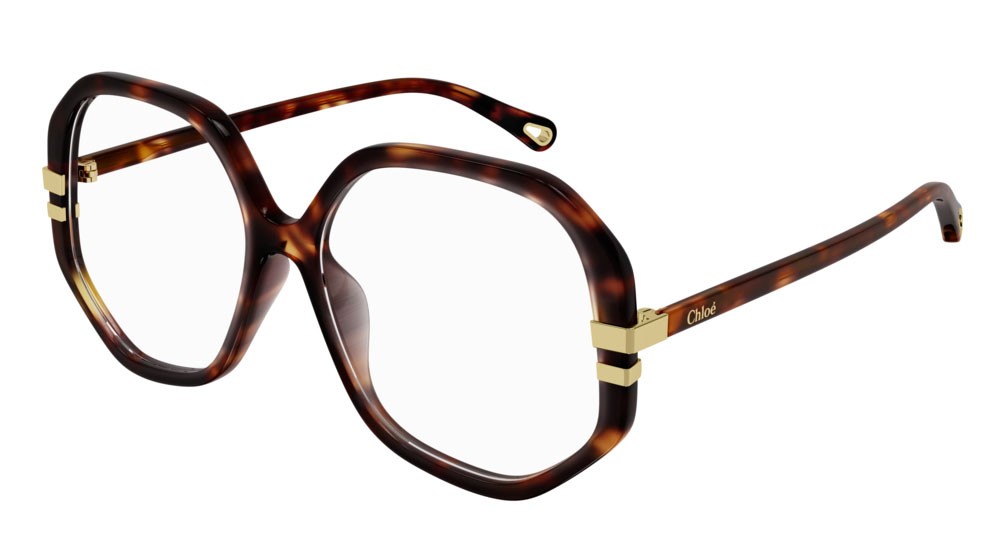 Eyeglasses Chloé CH0107O-004 color havana shape geometric lenses transparent