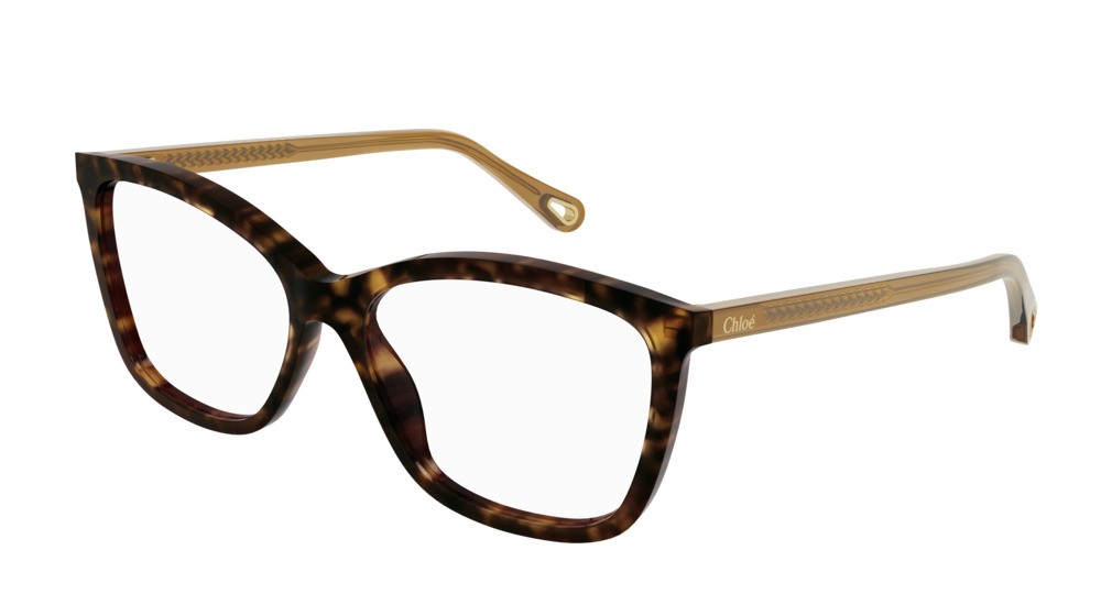 Eyeglasses Chloé CH0118O-006 color brown shape cat eye lenses transparent