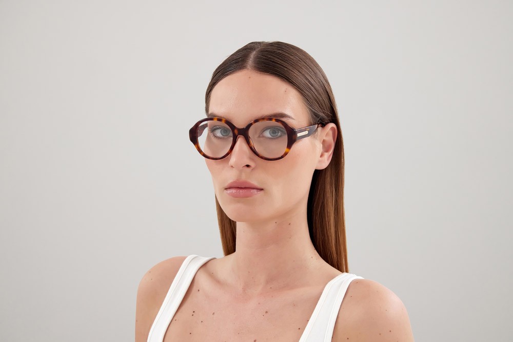 Eyeglasses Chloé CH0123O-002 color havana shape round lenses trasparente