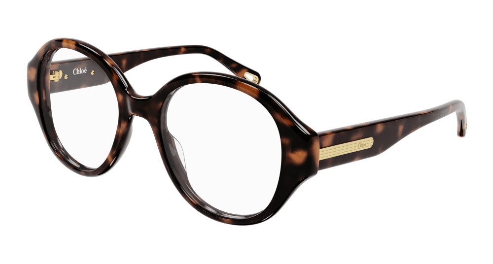 Eyeglasses Chloé CH0123O-002 color havana shape round lenses trasparente