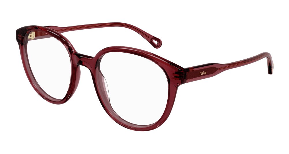 Eyeglasses Chloé CH0127O-007 color burgundy shape round lenses trasparente