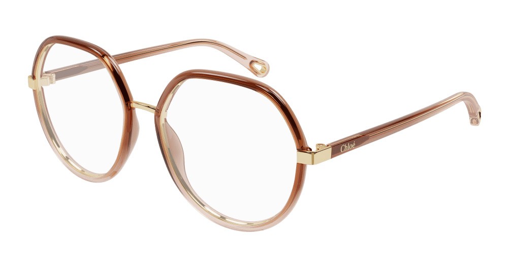 Eyeglasses Chloé CH0131O-002 color marrone shape aviator lenses trasparente