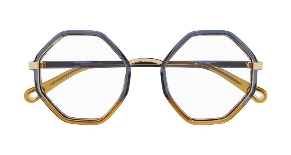 Eyeglasses Chloé CH0132O-003 color blu shape geometric lenses trasparente