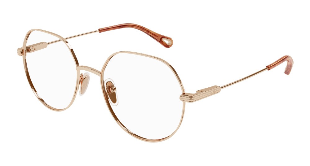Eyeglasses Chloé CH0137O-006 color oro shape geometric lenses trasparente