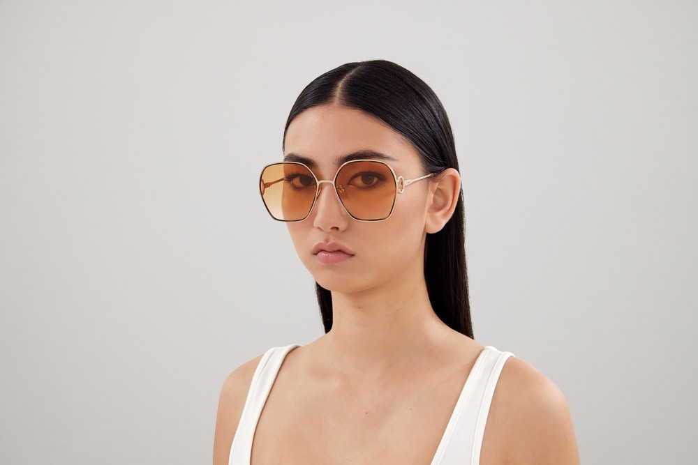 Sunglasses Chloé CH0146S-006 color oro shape round lenses arancione
