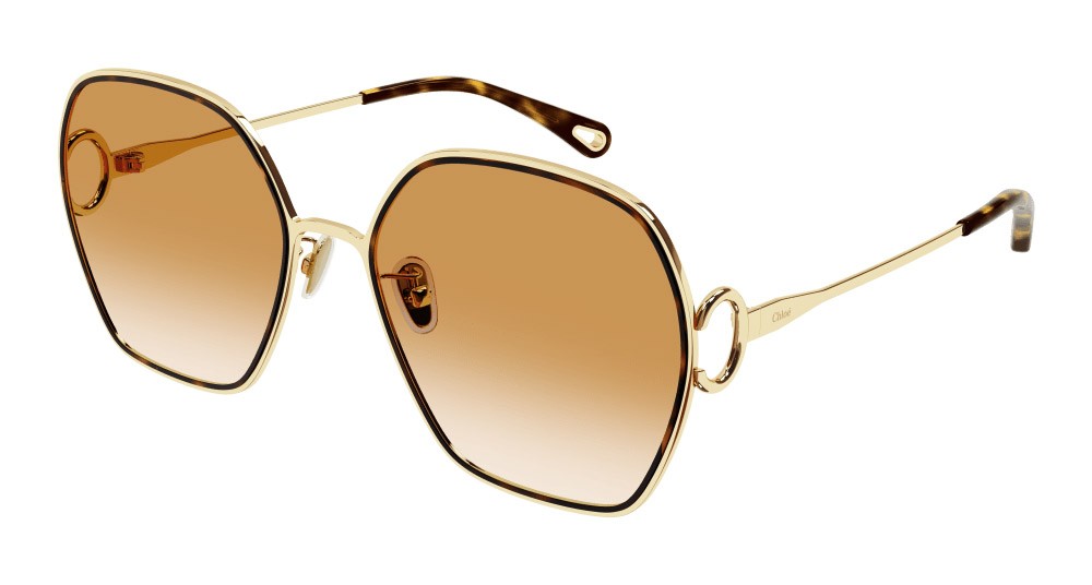 Sunglasses Chloé CH0146S-006 color oro shape round lenses arancione