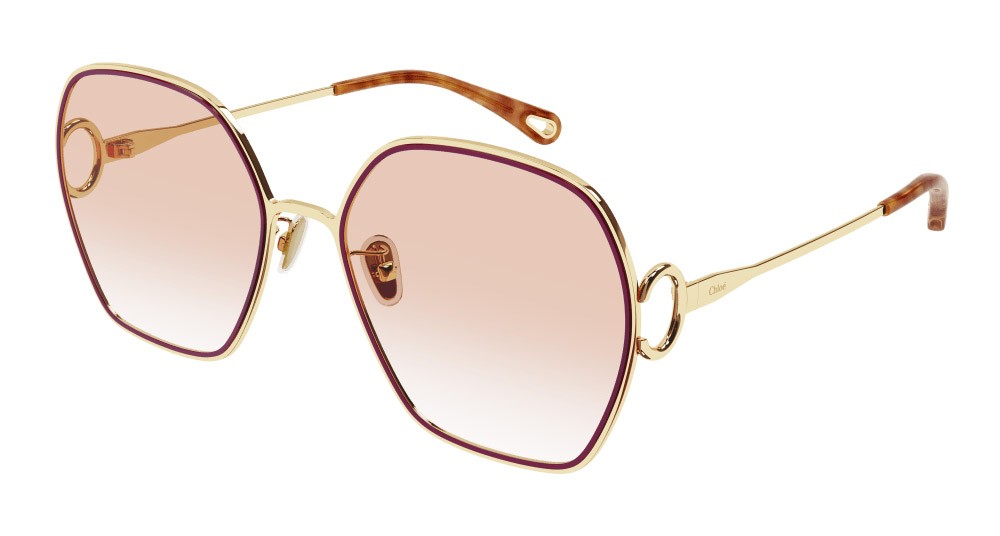 Sunglasses Chloé CH0146S-008 color oro shape round lenses rosa