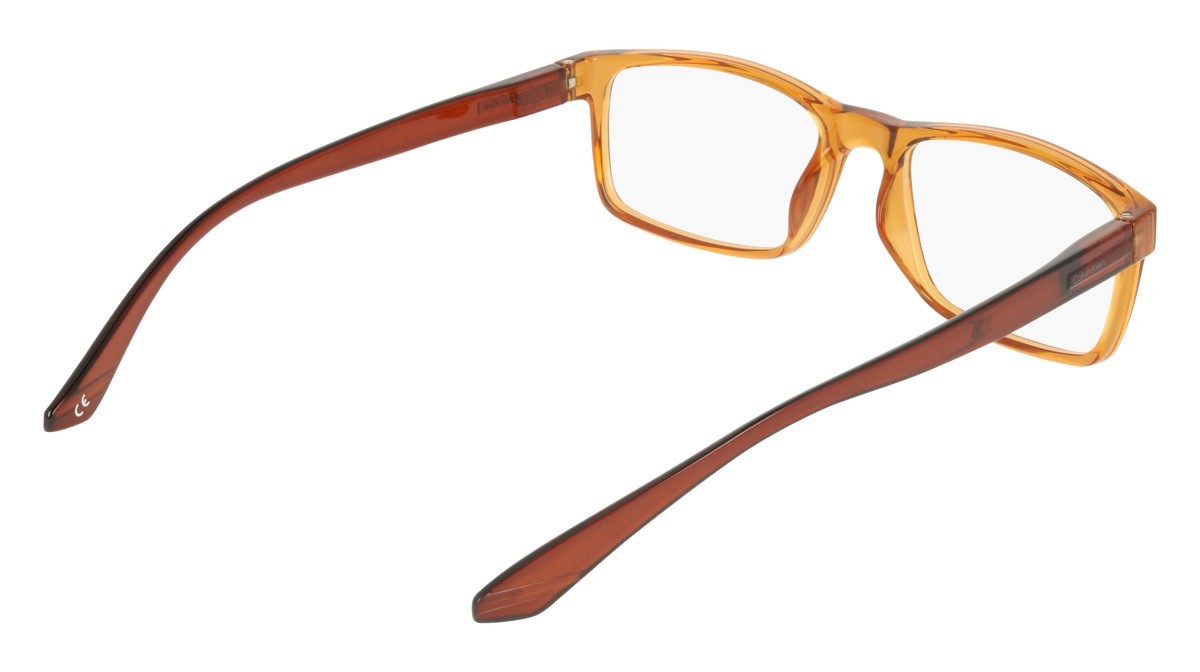 Eyeglasses Calvin Klein CK19569N (201) color transparent light brown shape rectangle 