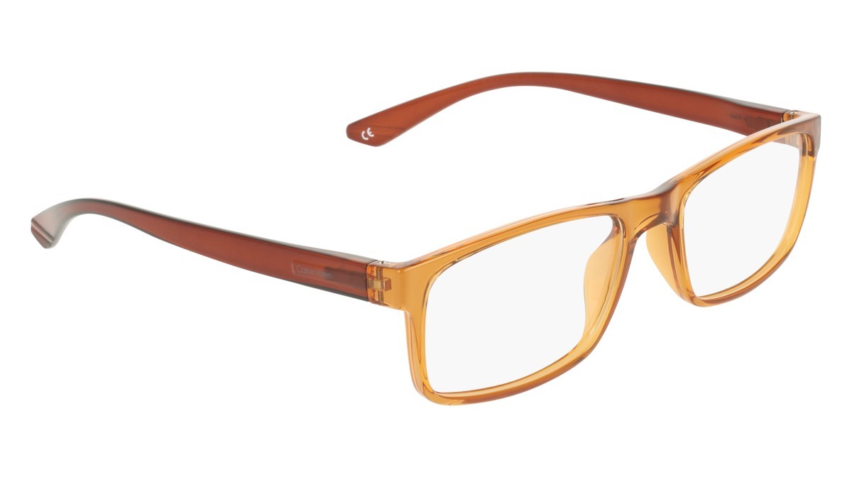 Eyeglasses Calvin Klein CK19569N (201) color transparent light brown shape rectangle 