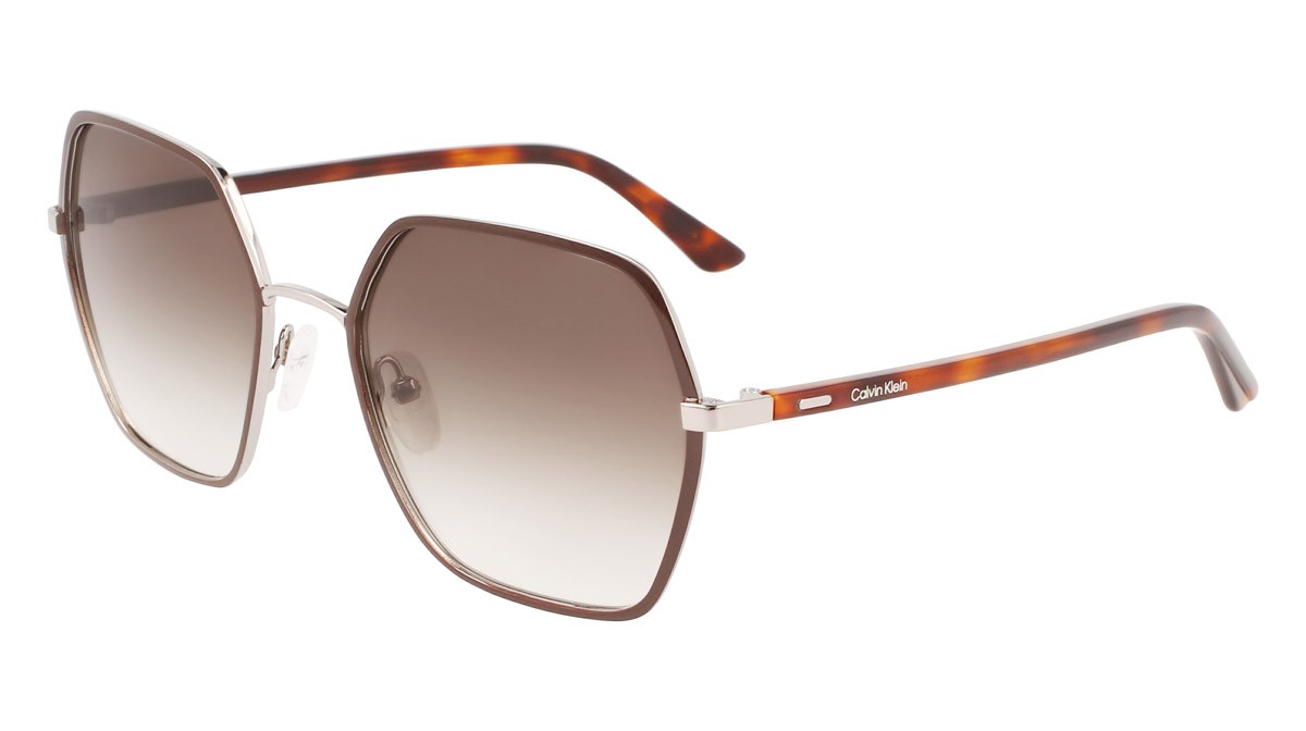 Sunglasses Calvin Klein CK21131S (200) color brown shape rectangle lenses gradient smoke khaki