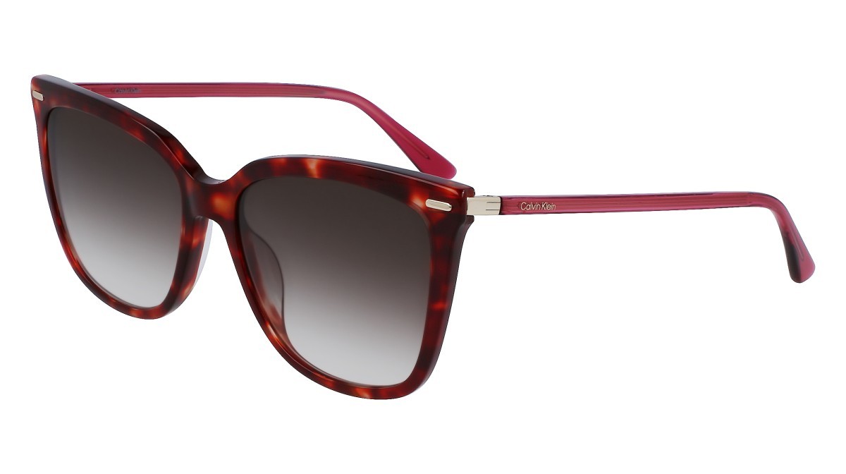 Sonnenbrillen Calvin Klein CK22532S (609) farbe burgundy havana form rechteckig gläser gradient smoke khaki