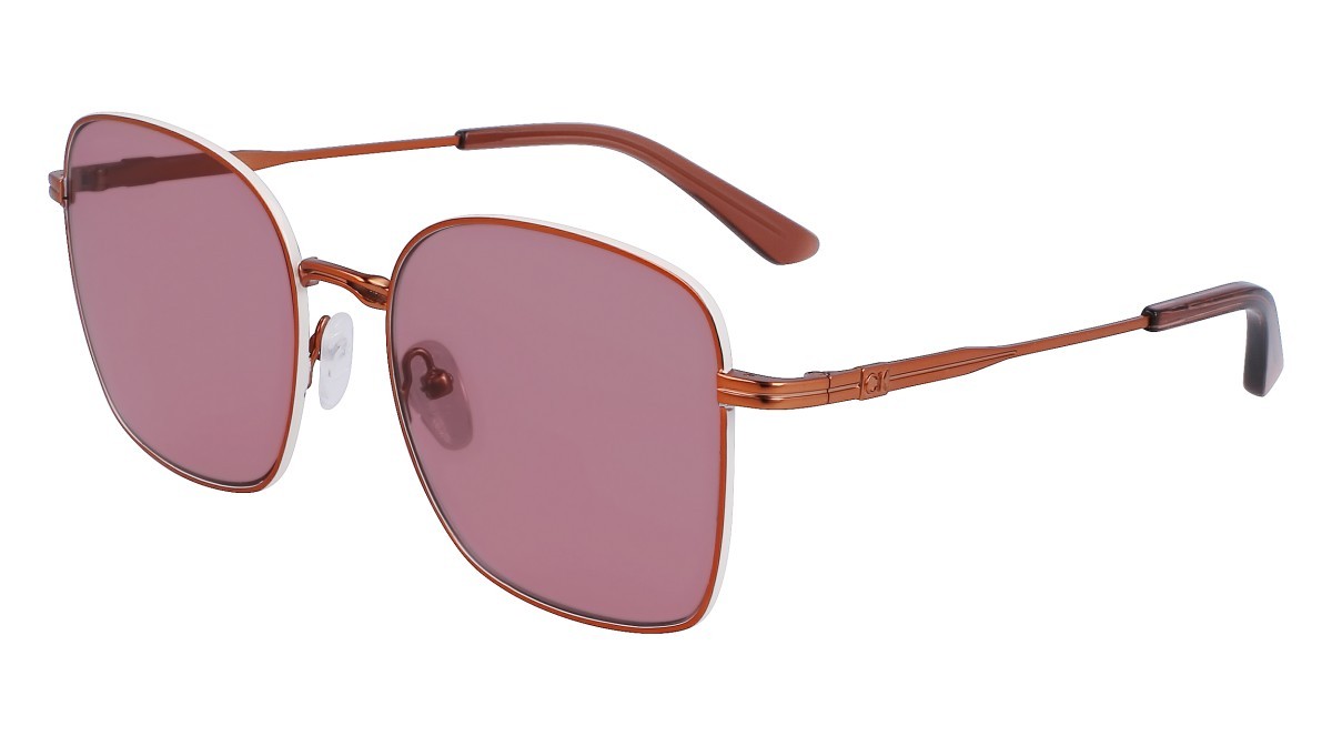 Sonnenbrillen Calvin Klein CK23100S (108) farbe white form rechteckig gläser solid brown