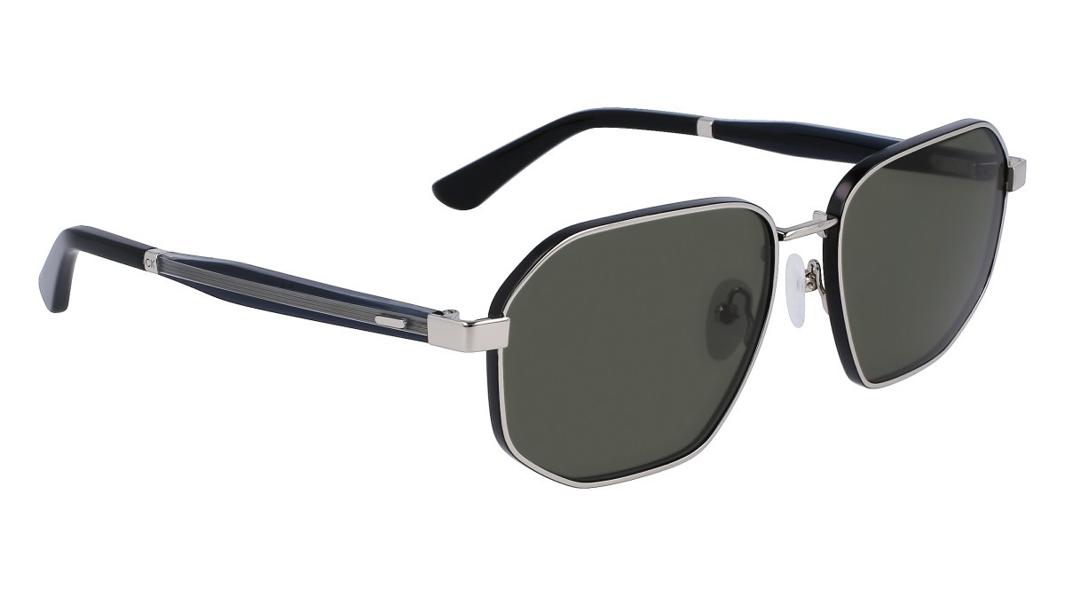 Sonnenbrillen Calvin Klein CK23102S (045) farbe silver form rechteckig gläser solid green