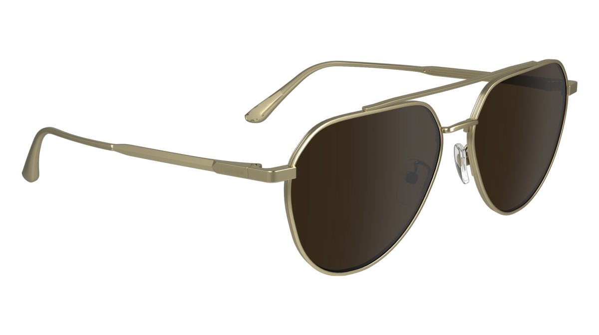 Sonnenbrillen Calvin Klein CK24100S (720) farbe matte gold form aviator gläser solid brown