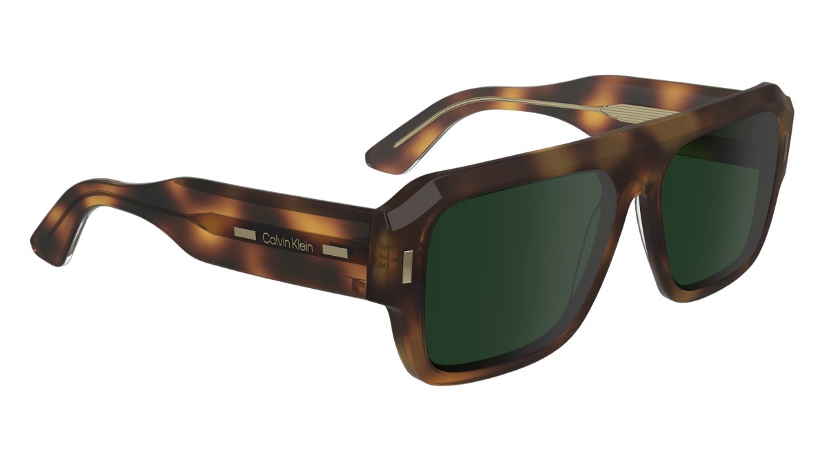 Sonnenbrillen Calvin Klein CK24501S (240) farbe havana form rechteckig gläser solid green