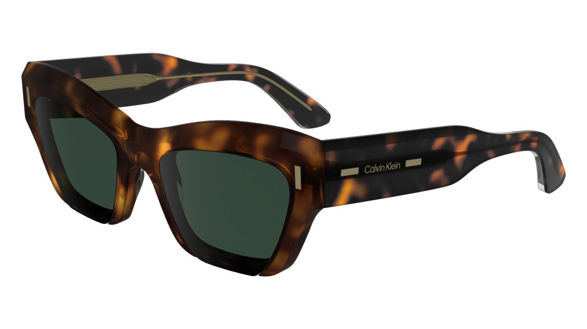 Sonnenbrillen Calvin Klein CK24531S (240) farbe havana form schmetterling gläser solid green