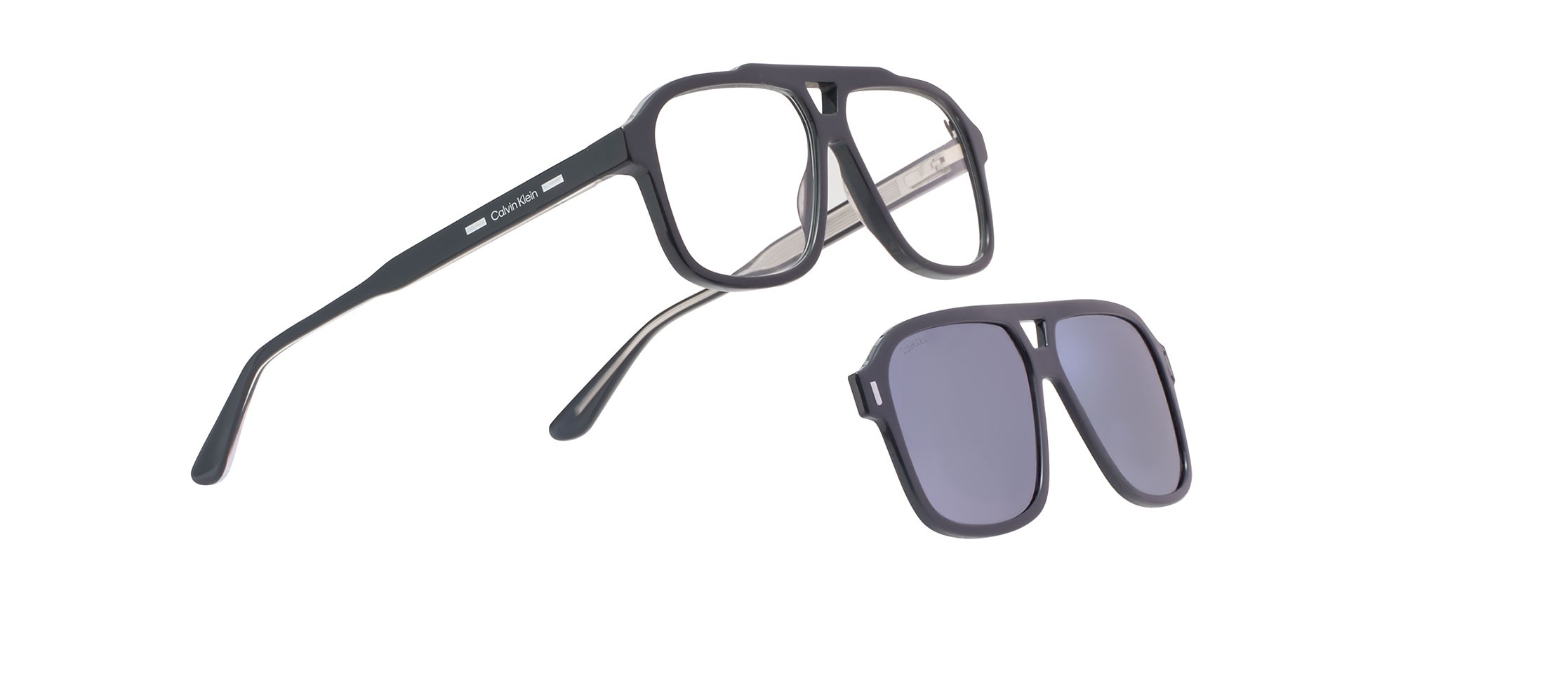 Sonnenbrillen Calvin Klein CK24549 CLIP (001) farbe black form navigator gläser polar solid grey
