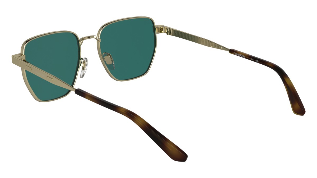 Sunglasses Calvin Klein CK25100S (716) color light gold shape rectangle lenses solid green