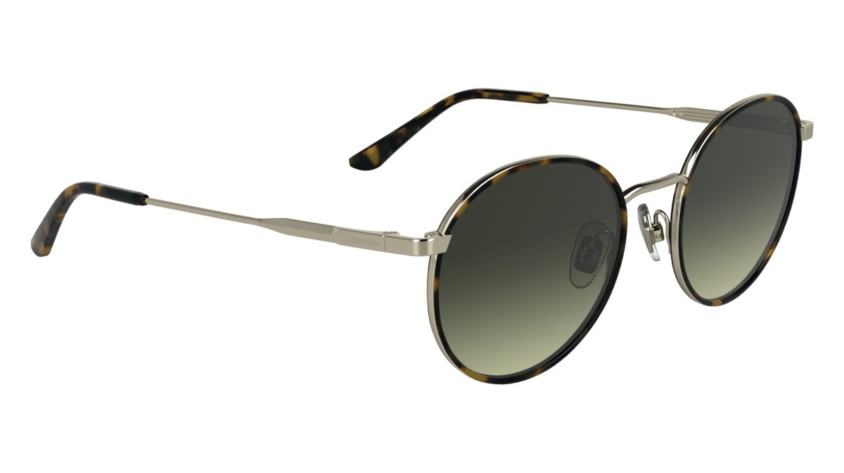 Sunglasses Calvin Klein CK25101S (235) color dark havana shape round lenses gradient khaki