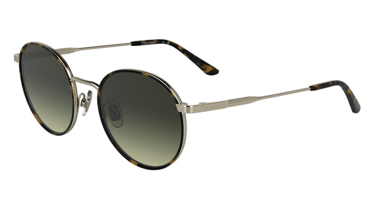 Sunglasses Calvin Klein CK25101S (235) color dark havana shape round lenses gradient khaki