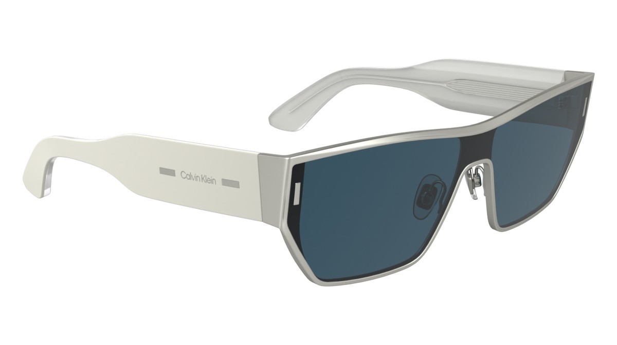 Sunglasses Calvin Klein CK25102S (045) color matte silver shape rectangle lenses solid blue