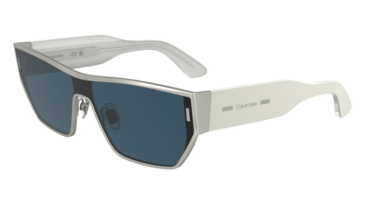 Sunglasses Calvin Klein CK25102S (045) color matte silver shape rectangle lenses solid blue