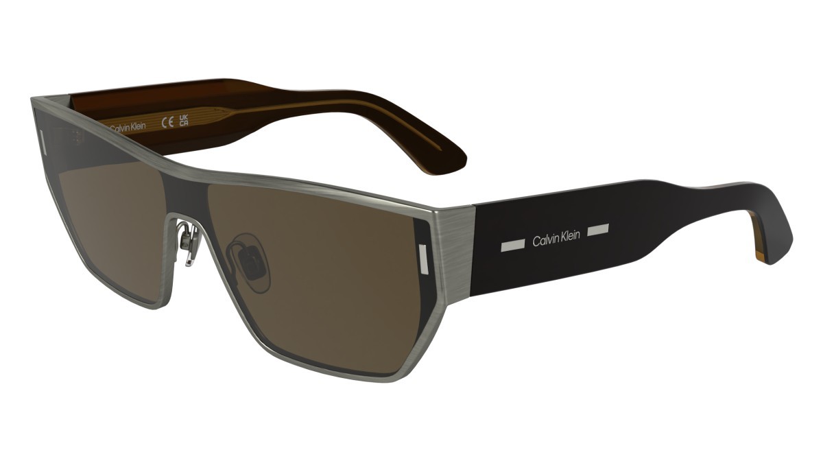 Sunglasses Calvin Klein CK25102S (071) color matte light gun shape rectangle lenses solid brown