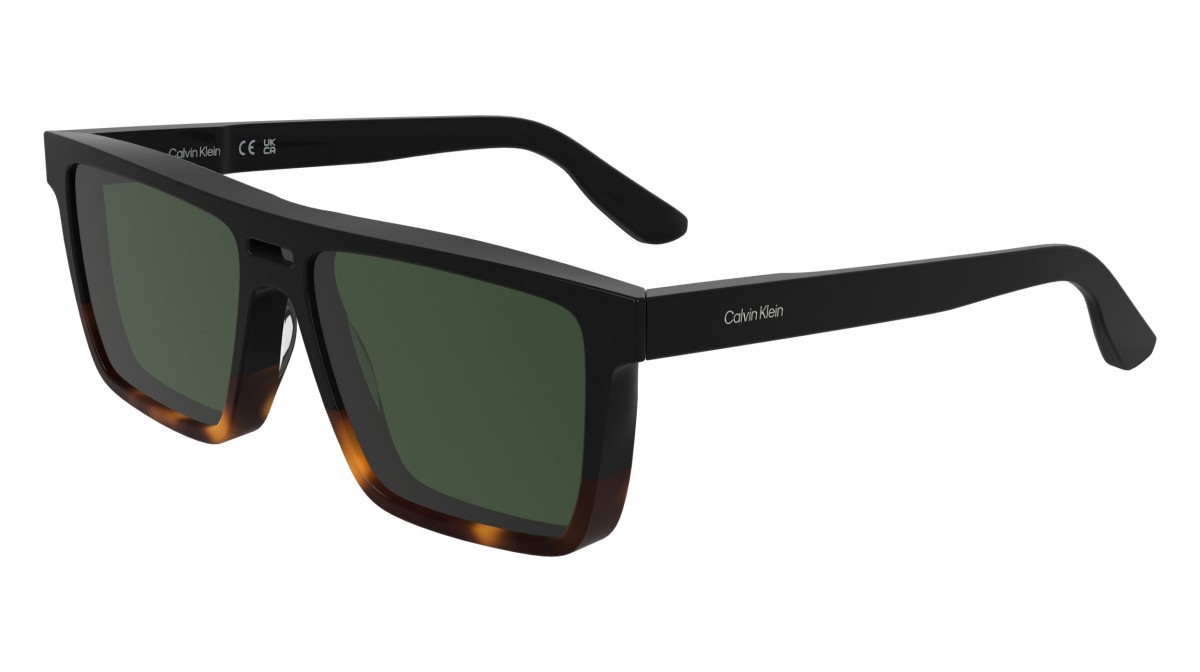 Sunglasses Calvin Klein CK25501S (006) color black/havana shape rectangle lenses solid green