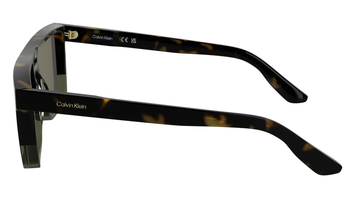 Sunglasses Calvin Klein CK25501S (235) color dark havana/khaki shape rectangle lenses solid brown