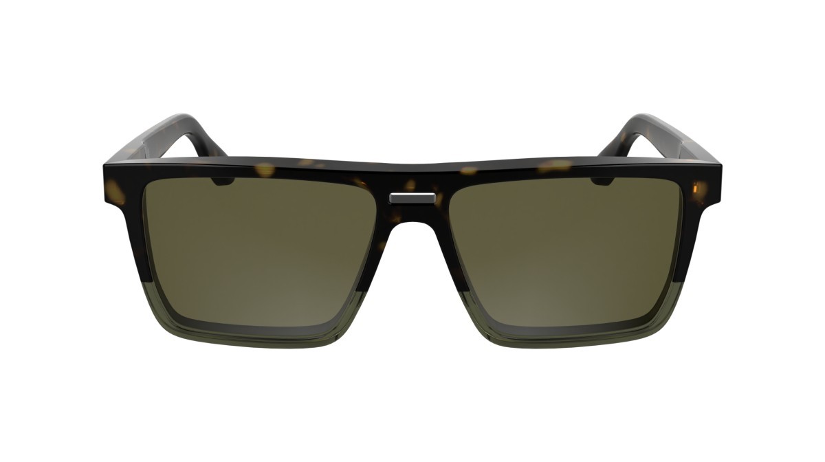 Sunglasses Calvin Klein CK25501S (235) color dark havana/khaki shape rectangle lenses solid brown
