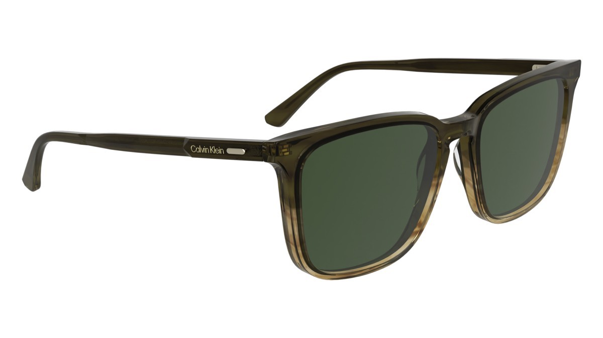 Sunglasses Calvin Klein CK25507S (317) color striped khaki shape rectangle lenses solid dark khaki