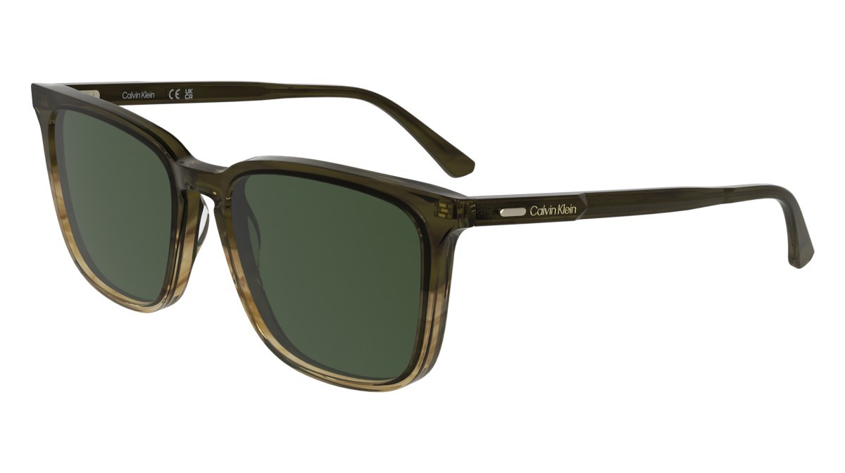 Sunglasses Calvin Klein CK25507S (317) color striped khaki shape rectangle lenses solid dark khaki
