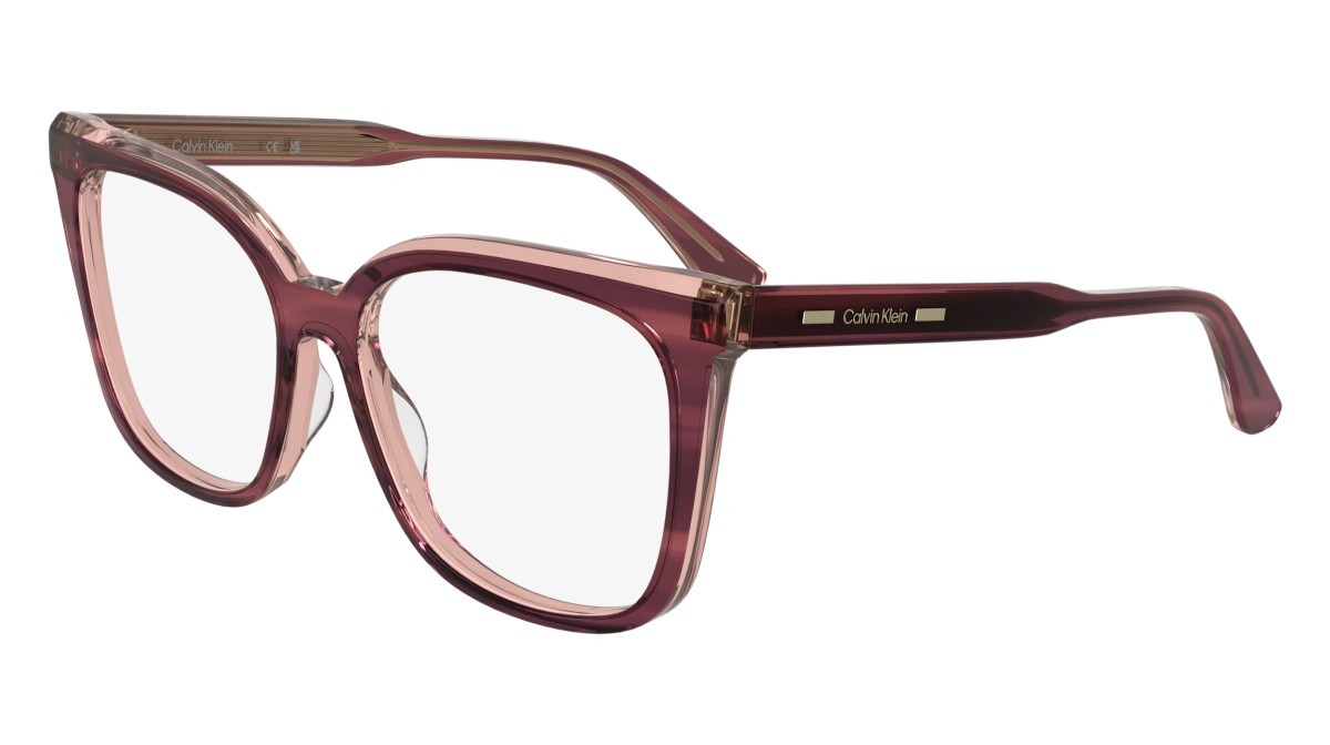 Eyeglasses Calvin Klein CK25511 (605) color striped burgundy shape rectangle lenses colore - 4