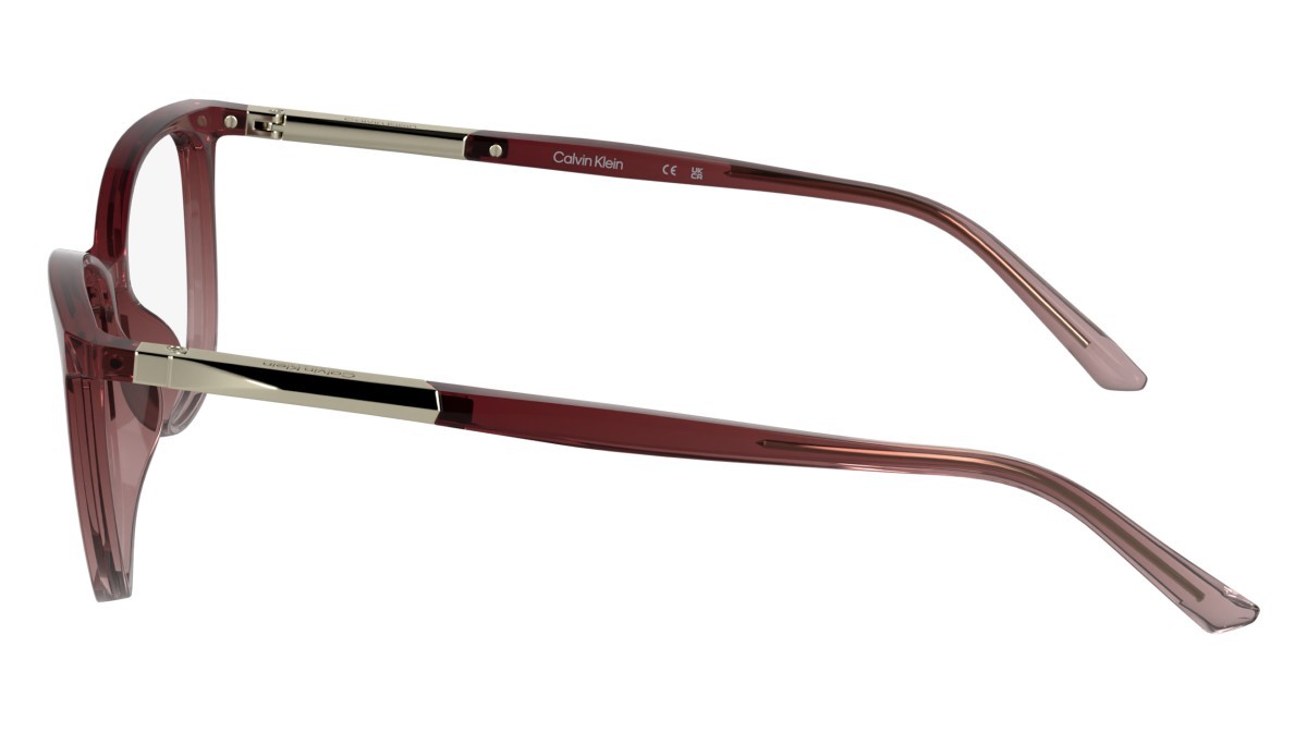 Eyeglasses Calvin Klein CK25512 (605) color transparent burgundy/rose shape cat eye lenses colore - 3