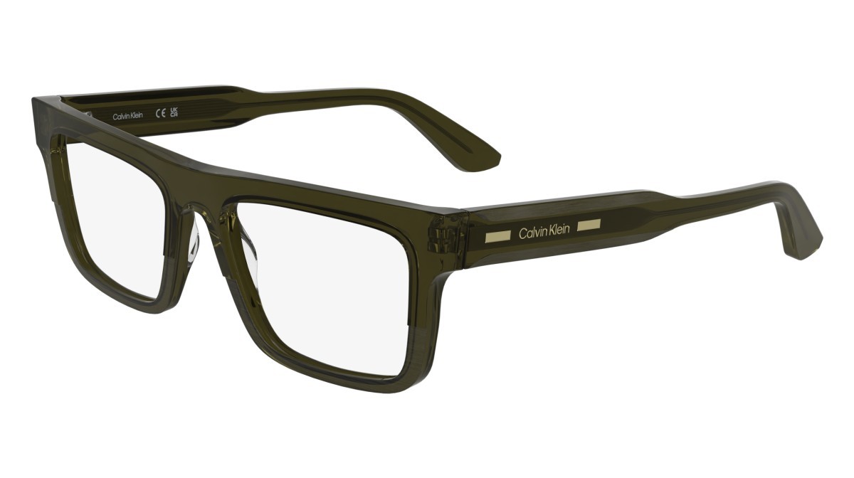 Occhiali da vista Calvin Klein CK25520 (330) colore transparent khaki forma rettangolare lenti colore - 3