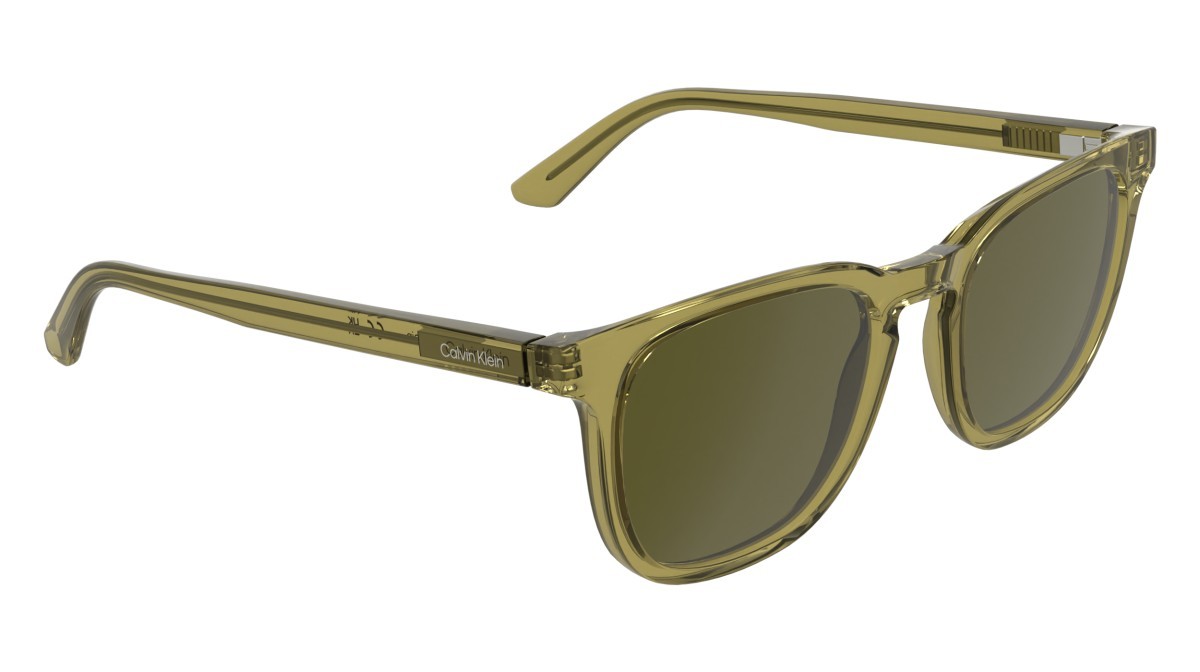 Occhiali da sole Calvin Klein CK25536S (240) colore transparent honey forma pantos lenti solid brown