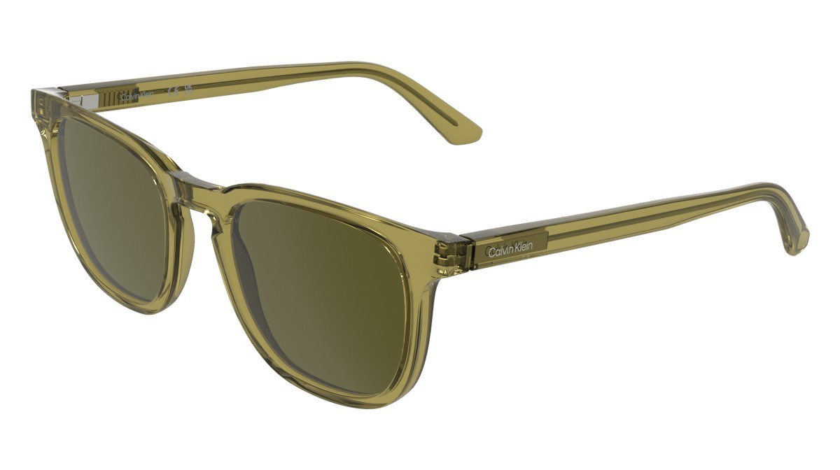 Occhiali da sole Calvin Klein CK25536S (240) colore transparent honey forma pantos lenti solid brown
