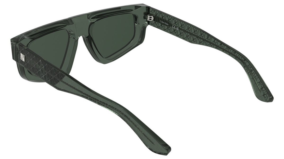 Sunglasses Calvin Klein CK25539S (300) color transparent green shape rectangle lenses solid green