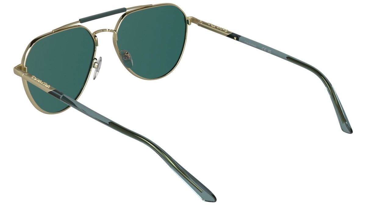 Sunglasses Calvin Klein CK26100S (717) color gold shape aviator lenses solid petrol