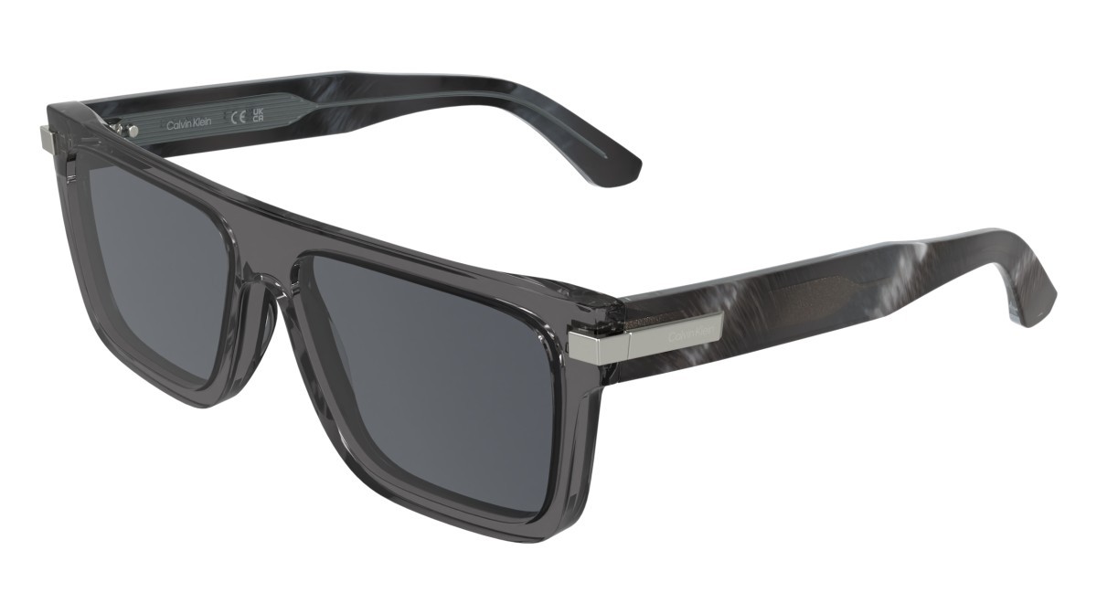 Sunglasses Calvin Klein CK26505S (035) color transparent gray shape rectangle lenses solid smoke