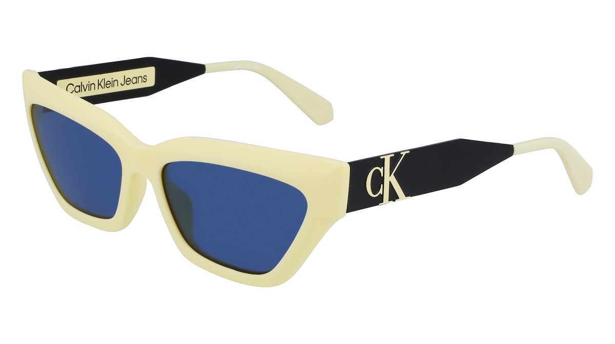 Sonnenbrillen Calvin Klein Jeans CKJ22640S (745) farbe pastel yellow form cat-eye gläser blue solid
