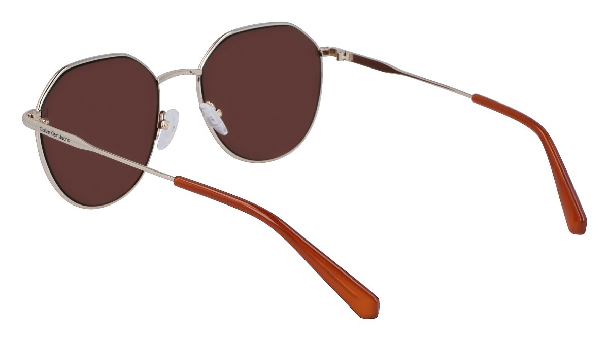 Sonnenbrillen Calvin Klein Jeans CKJ23201S (717) farbe gold form rund gläser solid brown