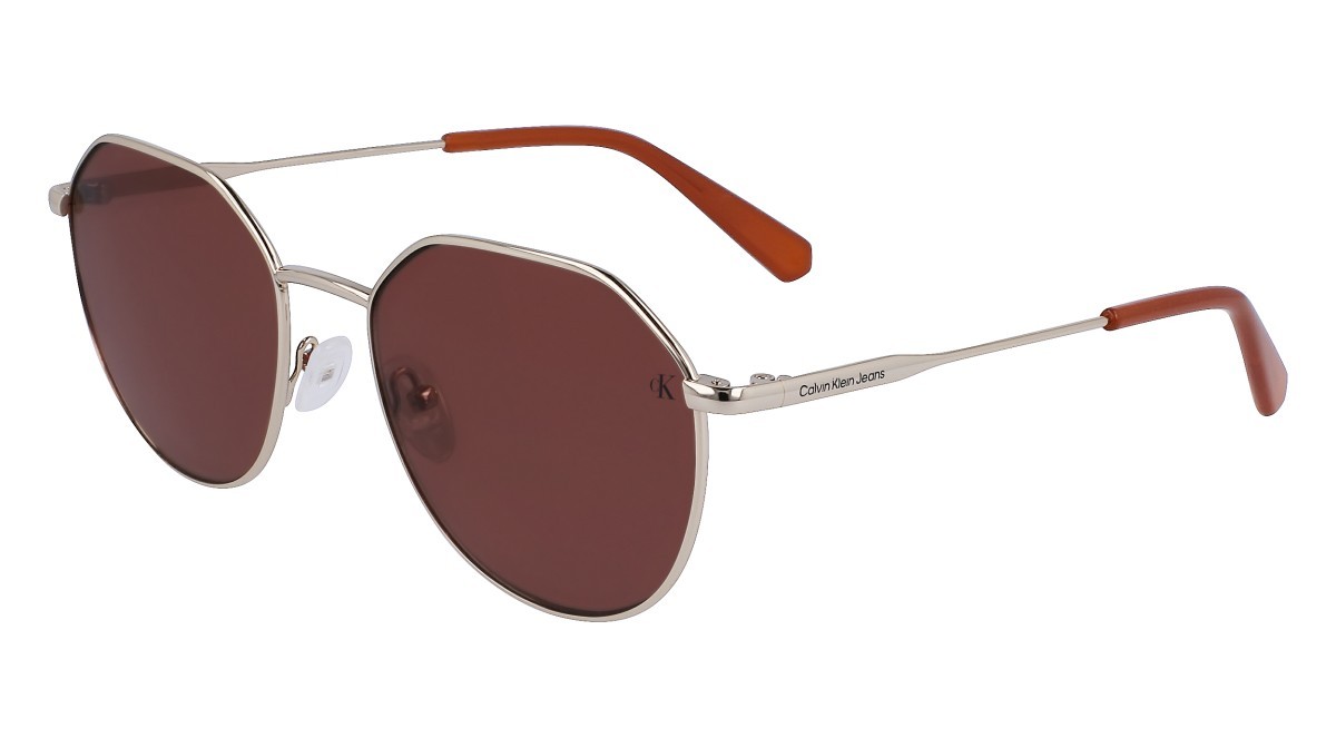 Sonnenbrillen Calvin Klein Jeans CKJ23201S (717) farbe gold form rund gläser solid brown