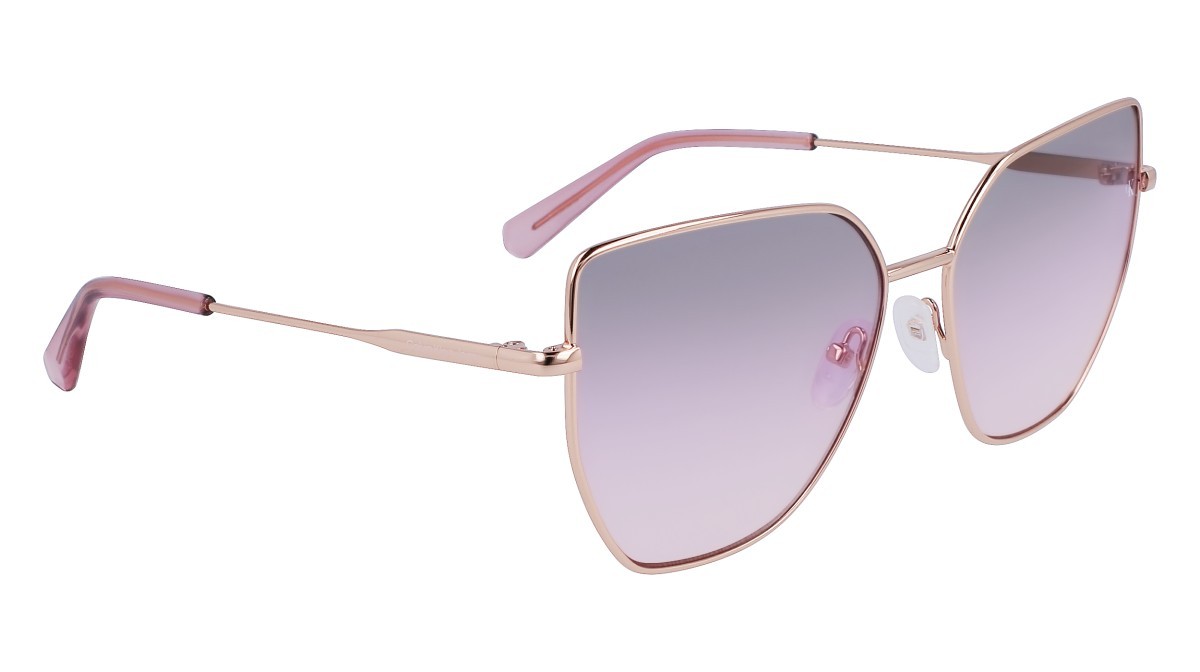 Sonnenbrillen Calvin Klein Jeans CKJ23202S (770) farbe rose gold form schmetterling gläser green violet rose